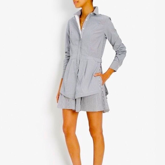 Derek Lam 10 Crosby Striped Poplin Shirt Dress - Picture 1 of 9